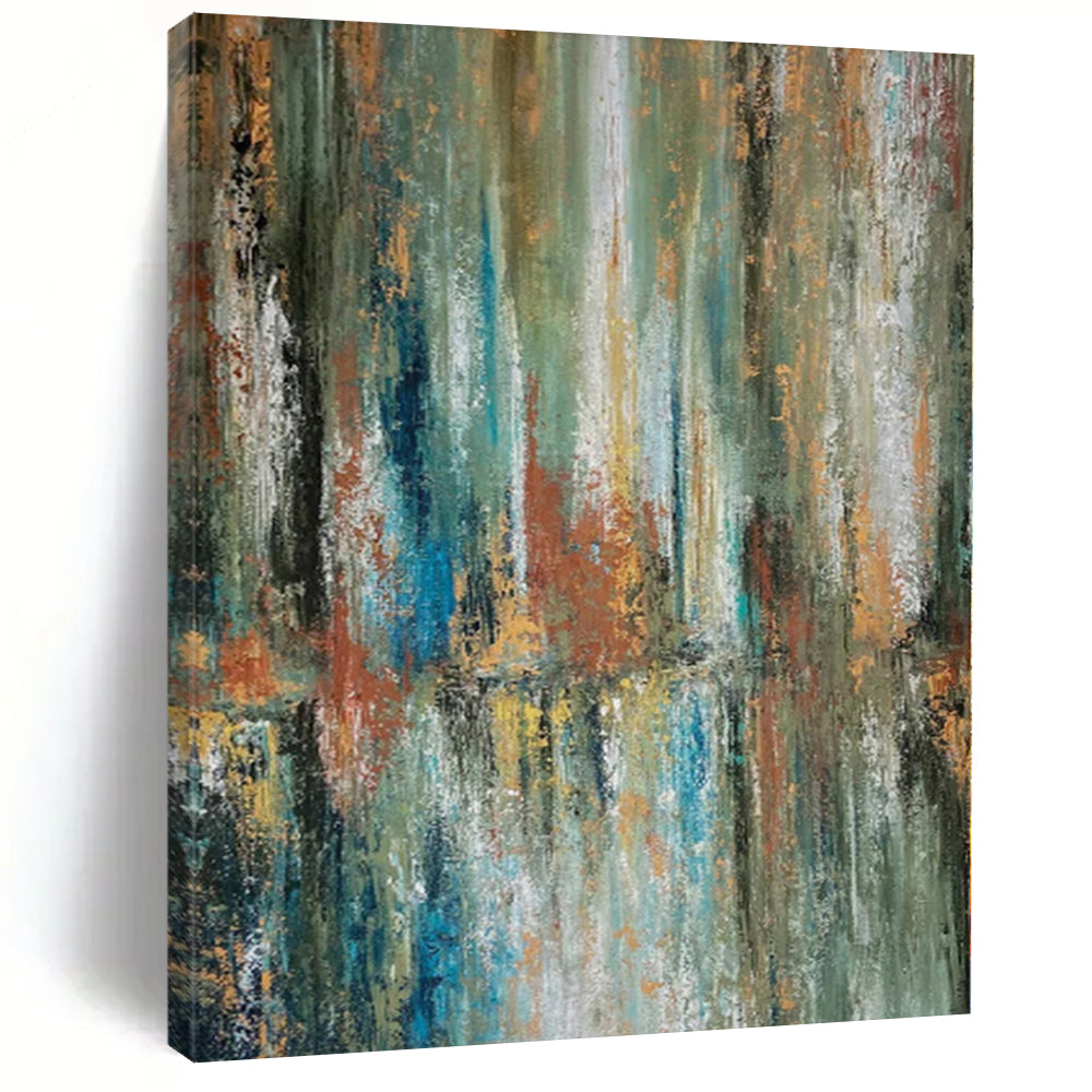 Hand - painted Large - sized Forest - Inspired Abstract Reflections Acrylic Art for Nature - Themed Living Rooms LargeART0049