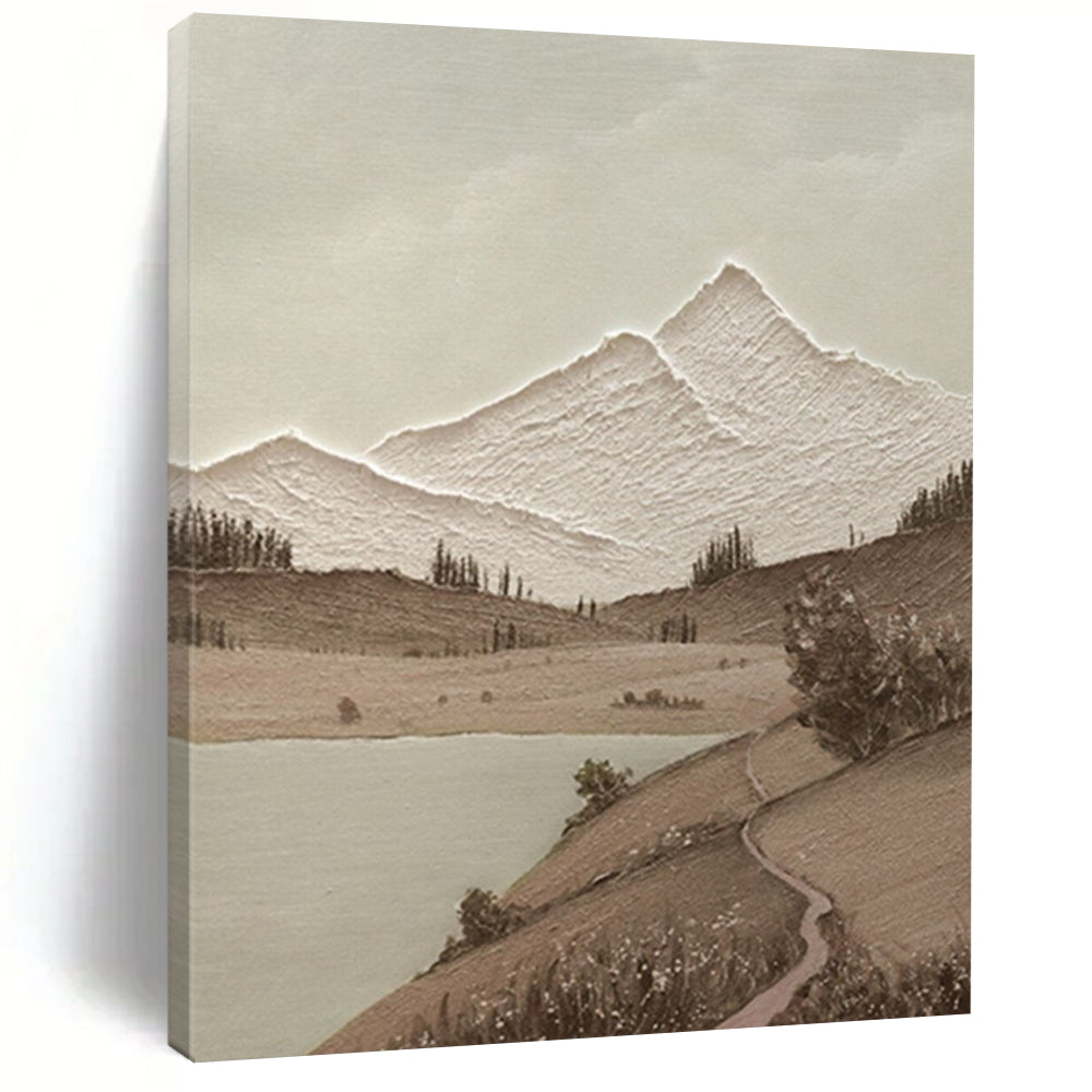 Sepia - Toned Mountain Vista – Textured Oil Landscape DTP268