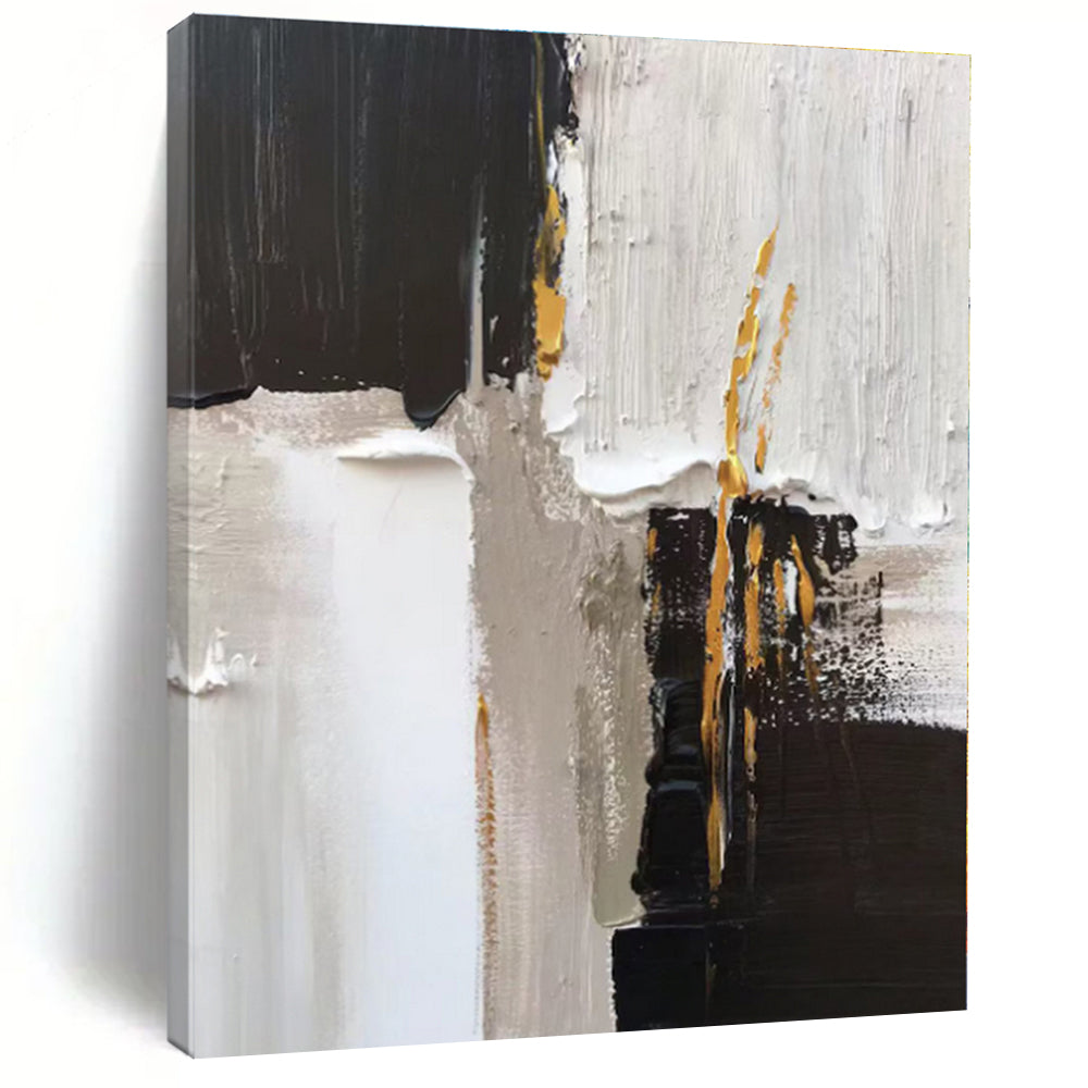 Oversized Black - White - Gold Abstract Art for Luxury Bedroom & High - End Lounge LargeART0497