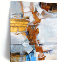 Load image into Gallery viewer, “Geometric Fusion in Warm Tones” Abstract Cubist - Style Painting on Canvas, Modern Artistic Decor DKH937
