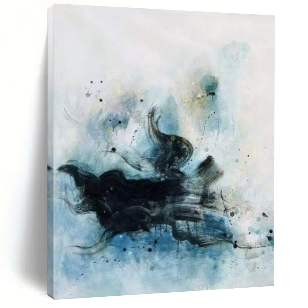 Ethereal Black & Blue Abstract Art, Great for Zen Meditation Space & Calm Bedroom LargeART2305