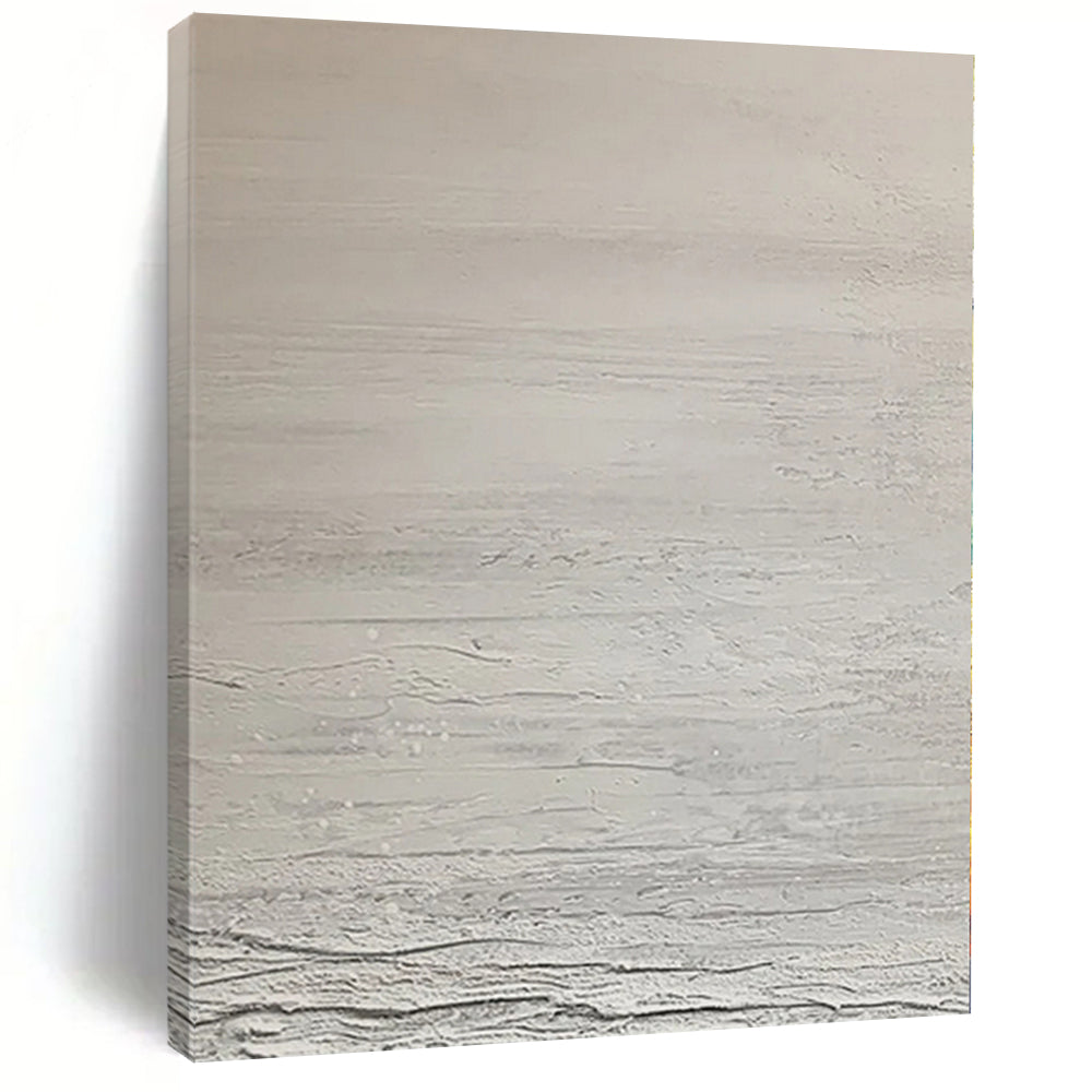 Hand - painted Large - scale Light Gray Textured Abstract Acrylic Art for Minimalist Hallways LargeART0124