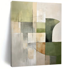 Load image into Gallery viewer, Green &amp; Gray Geometric Abstract Painting, Perfect for Minimalist Home Office &amp; Modern Lounge LargeART1458
