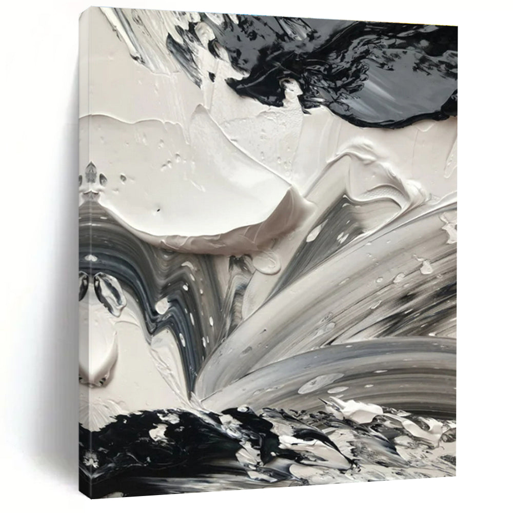 Black - White Swirled Textures Art – Ideal for Dramatic Dining Room & Avant - Garde Fashion Boutique LargeART0713