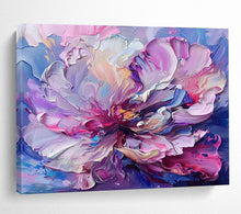 Load image into Gallery viewer, Colorful Textured Peony Abstract Painting on Canvas - “Vibrant Bloom” DKH681
