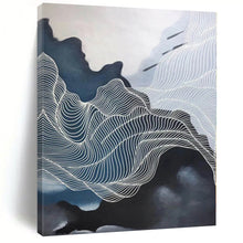 Load image into Gallery viewer, Large - Format Black and White Wavy Lines Acrylic for Modern Dance Studio &amp; Minimalist Office LargeART0358
