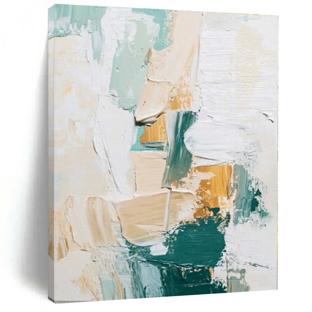Pastel & Gold Abstract Canvas Painting, Ideal for Scandinavian - Style Bedroom & Light - Filled Café LargeART1282