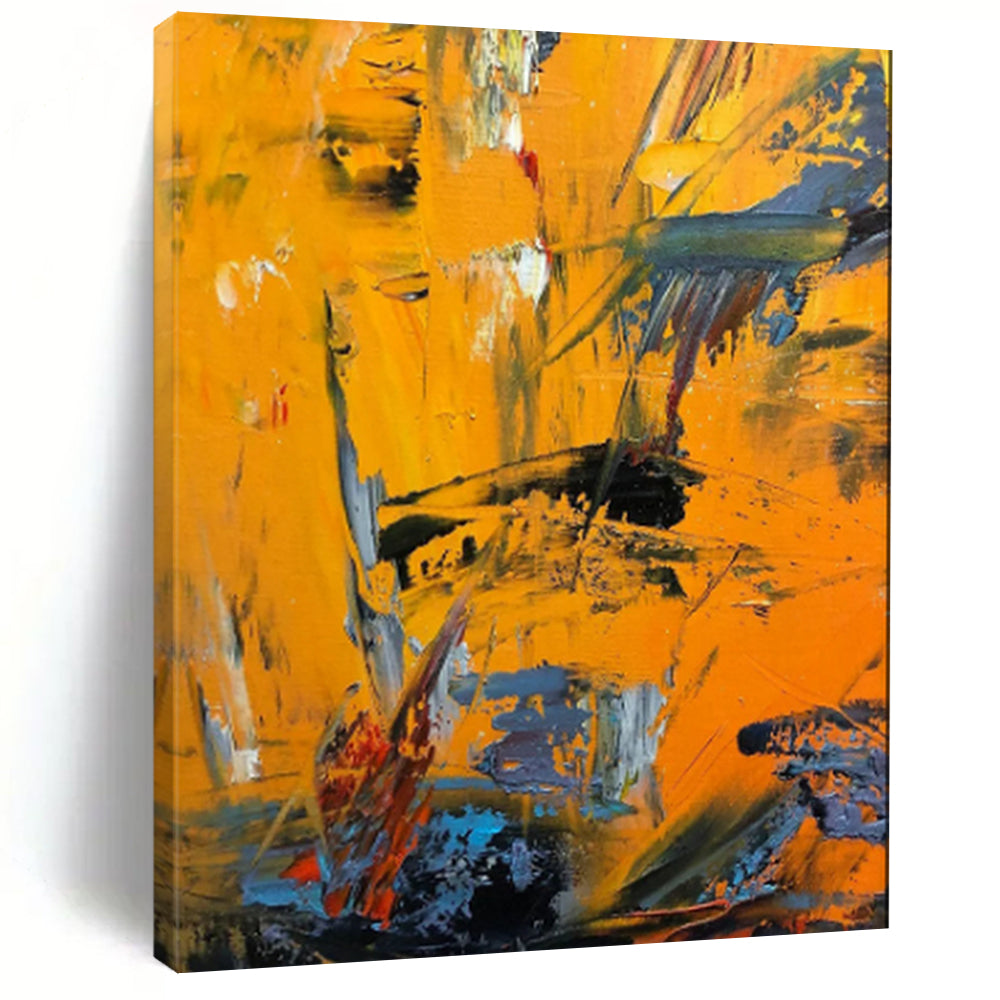 Bold Orange Abstract Expressionist Art, Ideal for Energetic Living Room & Creative Studio LargeART1966