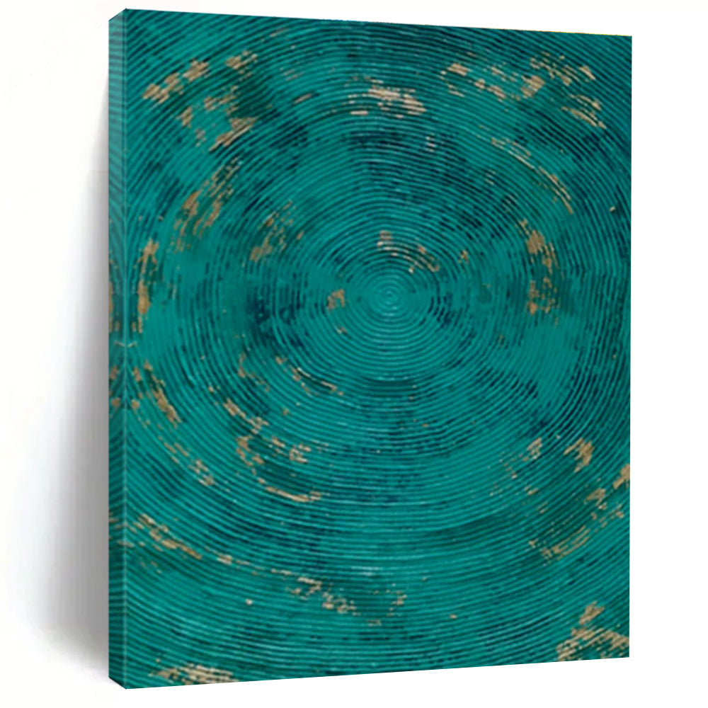 Teal - Gold Circular Patterns Art for Coastal Spa & Boho - Chic Living Room LargeART0902
