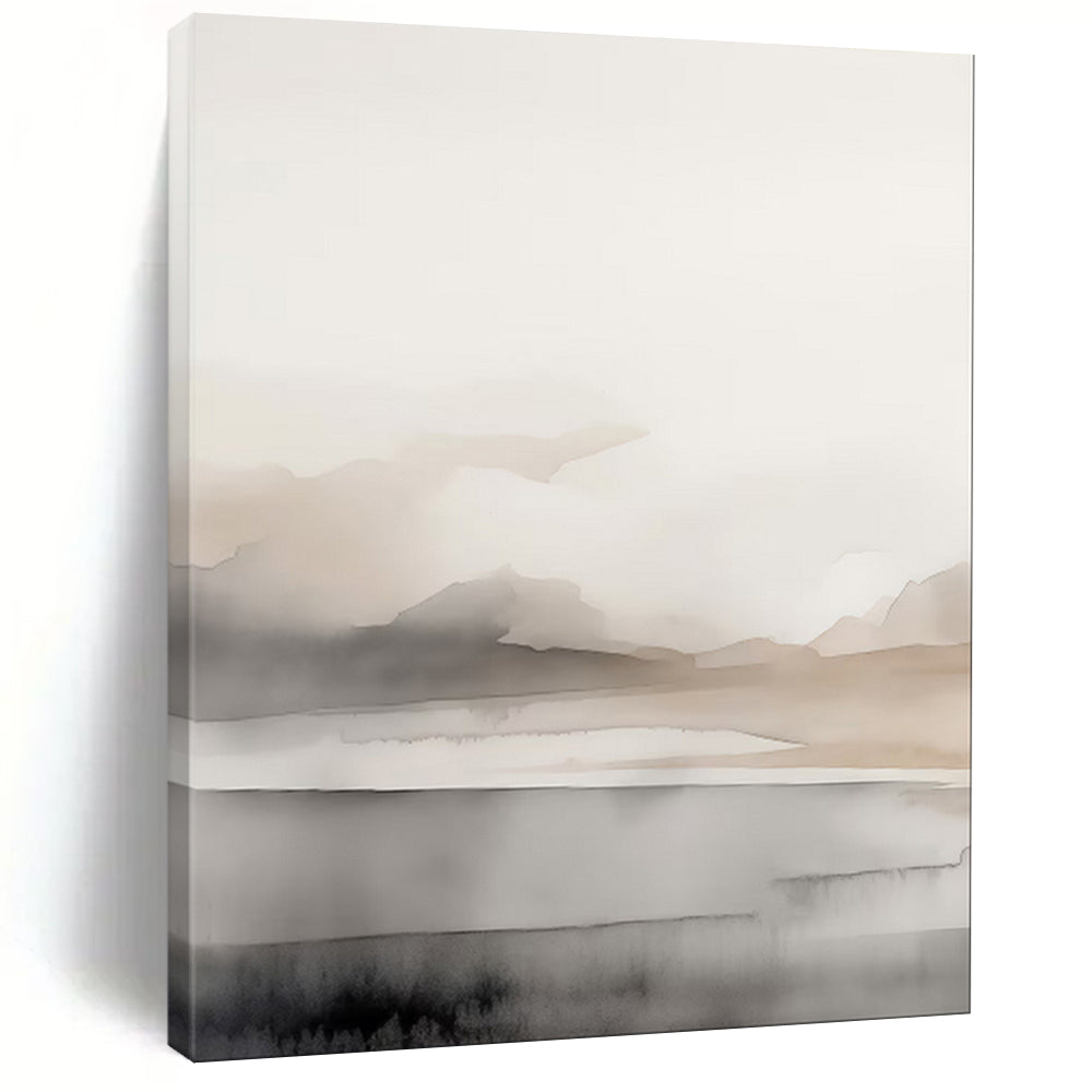 Brown - Gray Abstract Watercolor Landscape, Ideal for Earth - Toned Living Room & Thoughtful Study LargeART2060