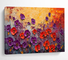 Load image into Gallery viewer, Hand - painted Large - scale Textured Poppies Field Acrylic Art for Vibrant Living Rooms LargeART1765
