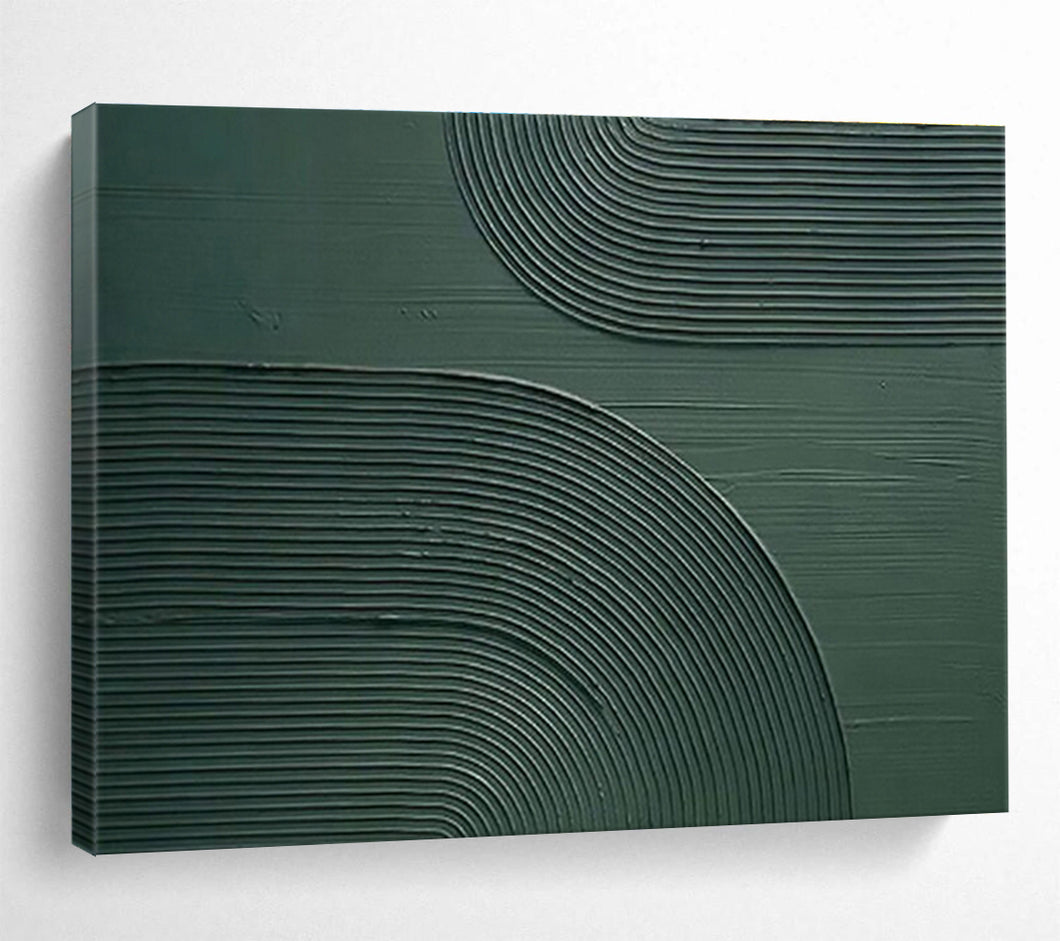 Textured Geometric Painting on Canvas - “Green Curves” DKH752