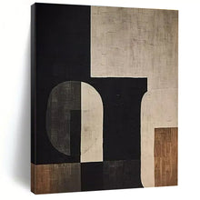 Load image into Gallery viewer, Black - Beige Geometric Abstraction Art for Modern Home &amp; Art Gallery LargeART0862

