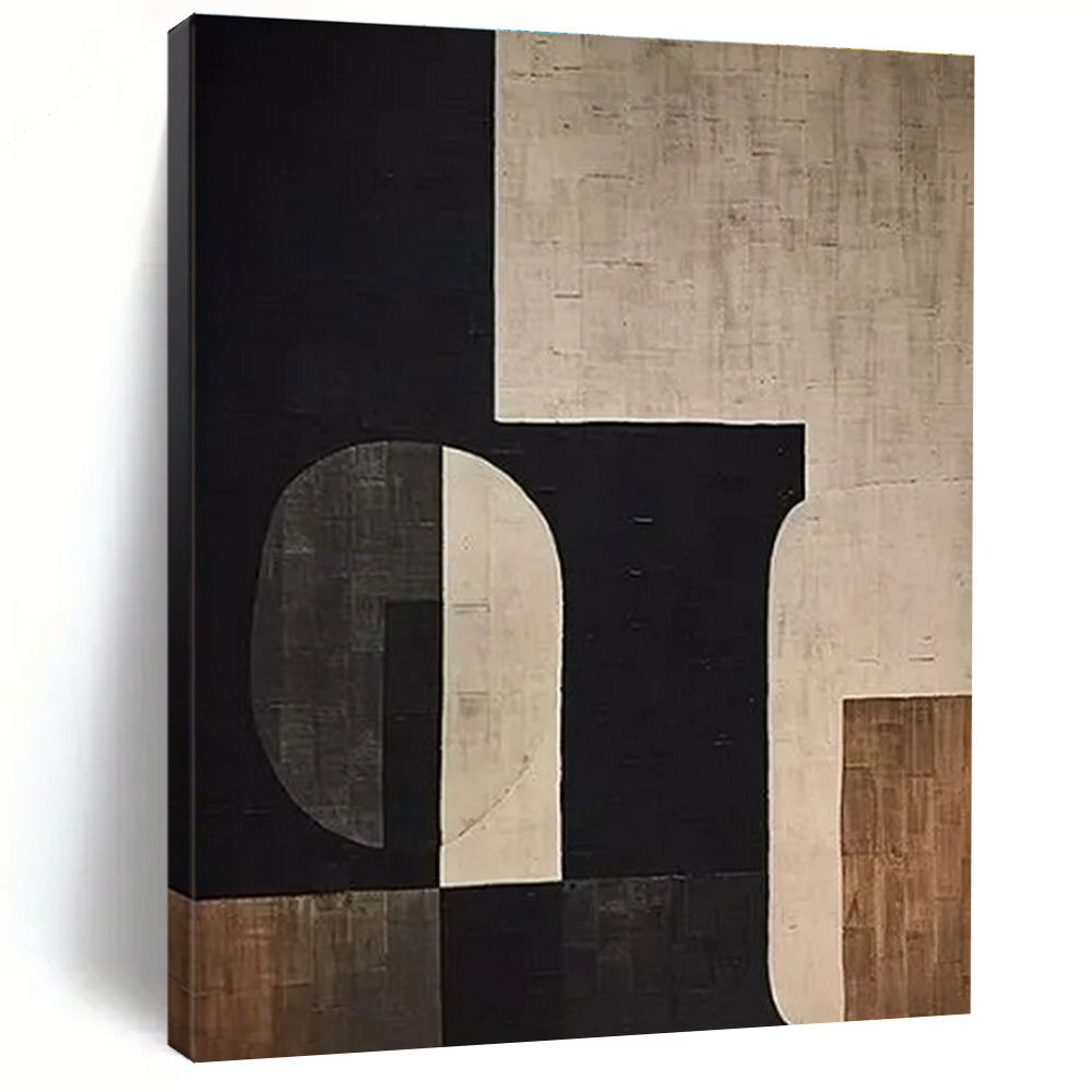 Black - Beige Geometric Abstraction Art for Modern Home & Art Gallery LargeART0862
