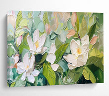 Load image into Gallery viewer, White Flower “Blush Magnolias” Painting on Canvas, Romantic Floral Art DKH836

