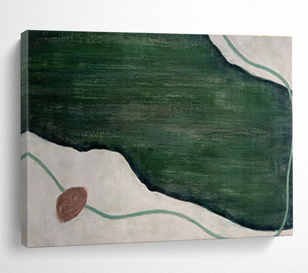 Green - White Abstract Landscape Painting on Canvas - “Nature’s Path” DKH610