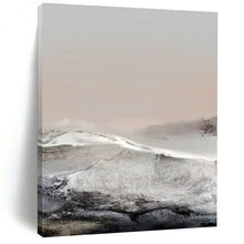 Load image into Gallery viewer, “Frosted Peaks” - Muted grays, whites, soft pinks, wintry mountain landscape DTP178
