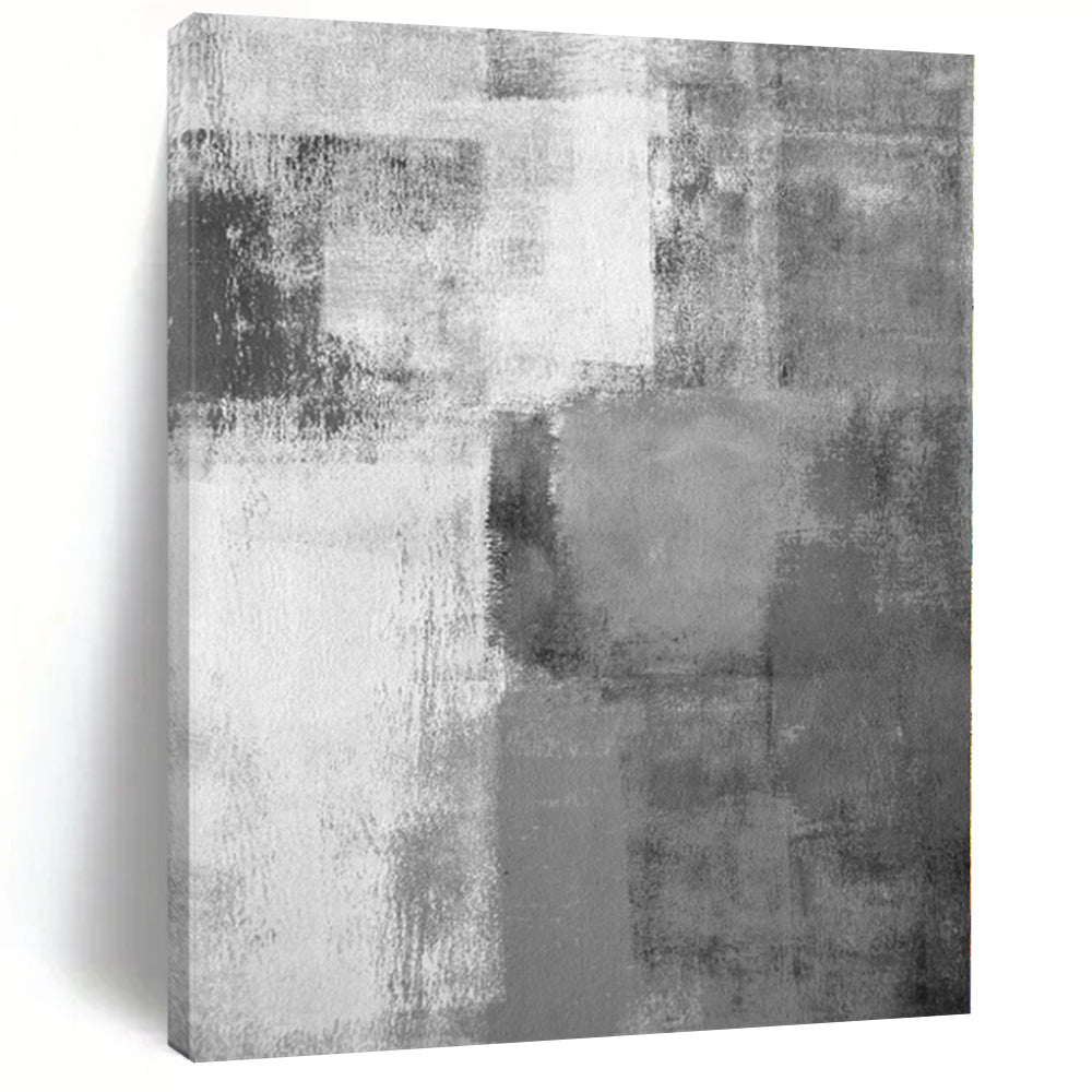 Oversized Gray - White Block Abstract Acrylic Art for Minimalist Home & Studio Lounge LargeART0377