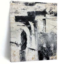 Load image into Gallery viewer, “Black and White Abstract Composition” - Industrial Minimalist Art on Canvas DKH1680

