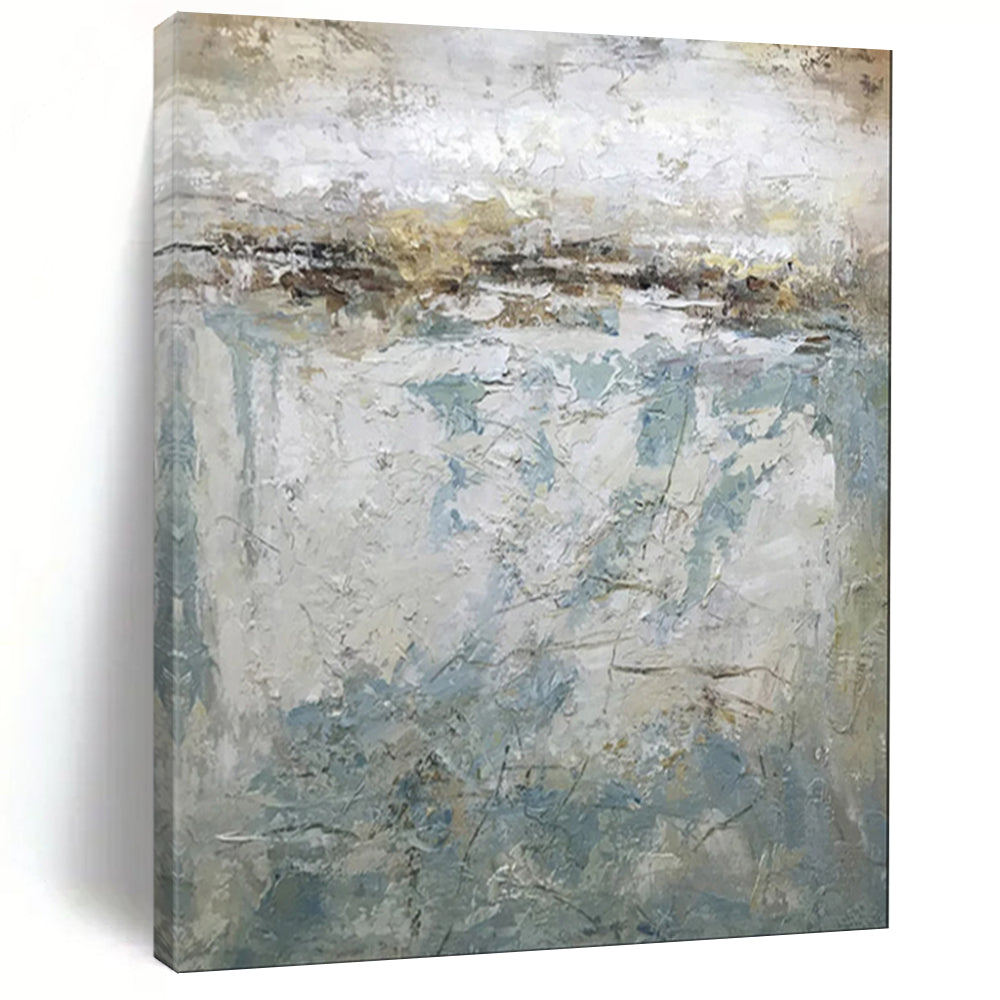 Textured Blue & Gray Abstract Landscape, Ideal for Serene Bedroom & Modern Office LargeART1972