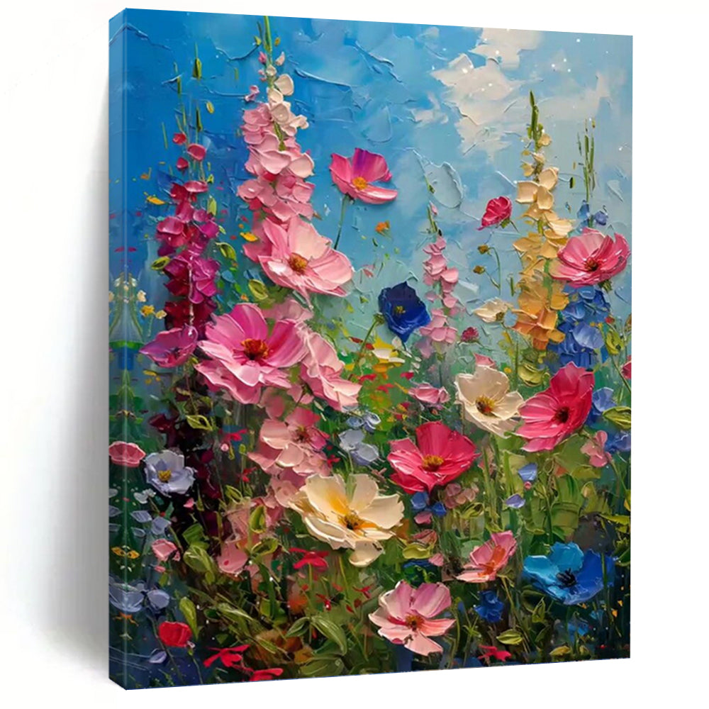 “Impasto Wildflower Field” - Textured Landscape Art on Canvas DKH1594