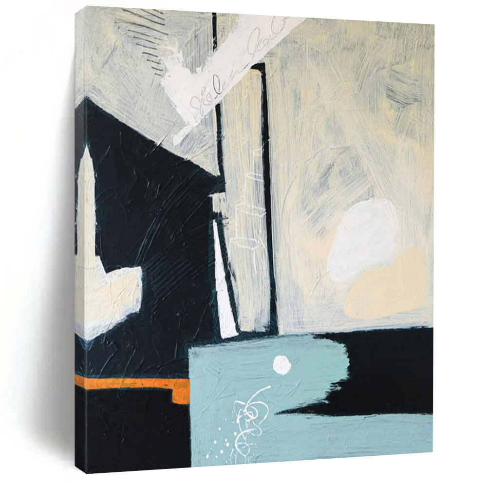 Monochrome Abstract with Pops of Color - Perfect for Modern Dining Room & Art - Filled Library LargeART2378