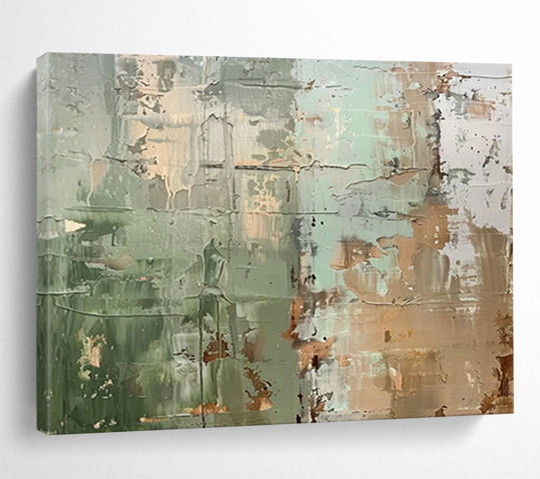 Earthy Green and Brown Textured Abstract Abstract acrylic painting DLZ107