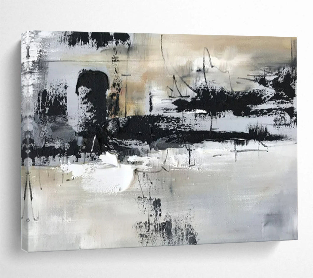Black & White Abstract - Sophisticated Living Room Art LargeART1565