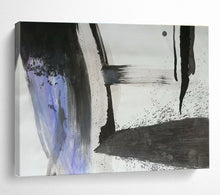 Load image into Gallery viewer, Black - White - Purple Abstract “Ink Flow” Painting on Canvas, Minimalist Zen Art DKH852
