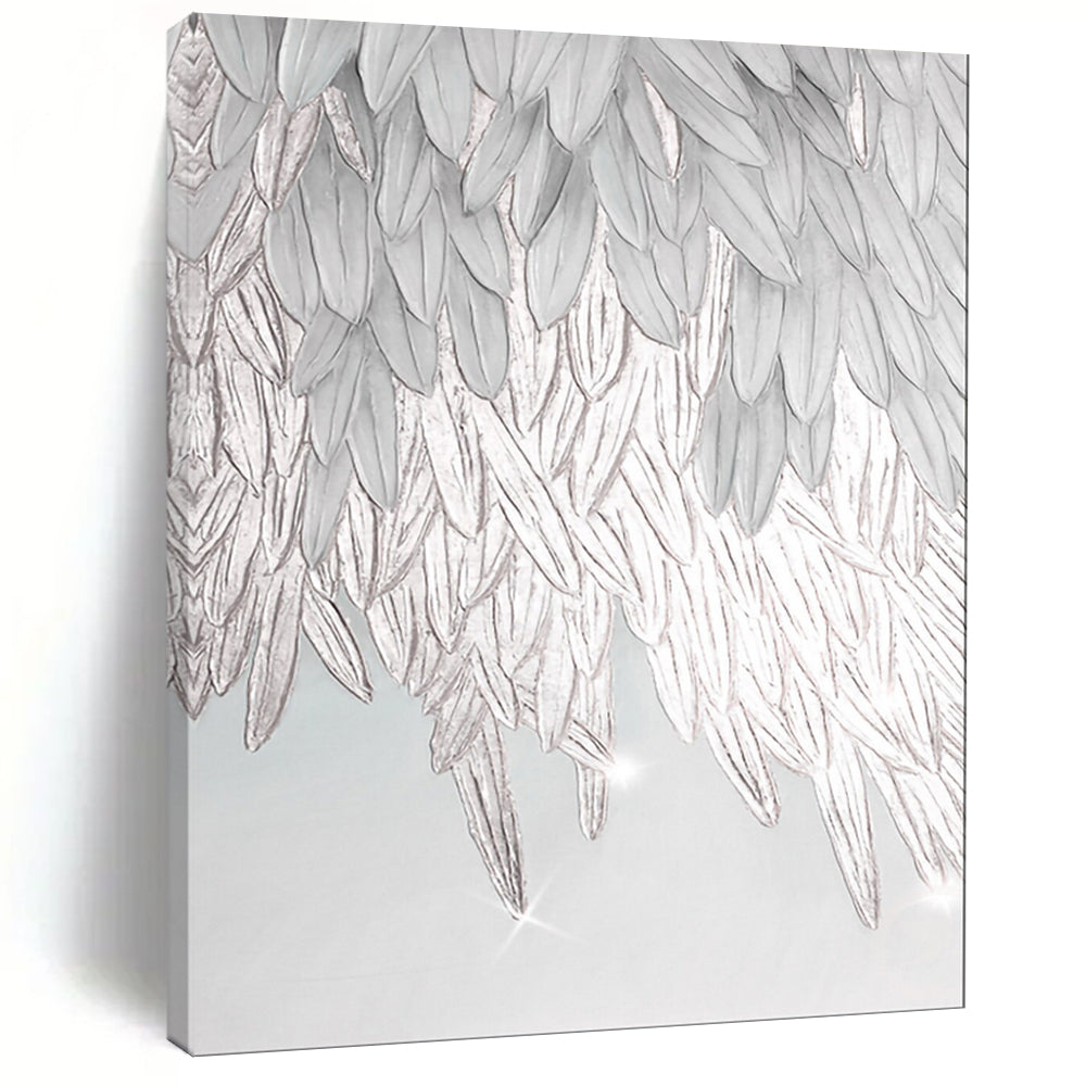 Silver Angel Wings Abstract Art, Perfect for Serene Bedroom & Spiritual Meditation Room LargeART2019