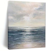 Load image into Gallery viewer, Blue &amp; White Seascape Abstract Painting, Ideal for Relaxing Bathroom &amp; Coastal Bedroom LargeART2101
