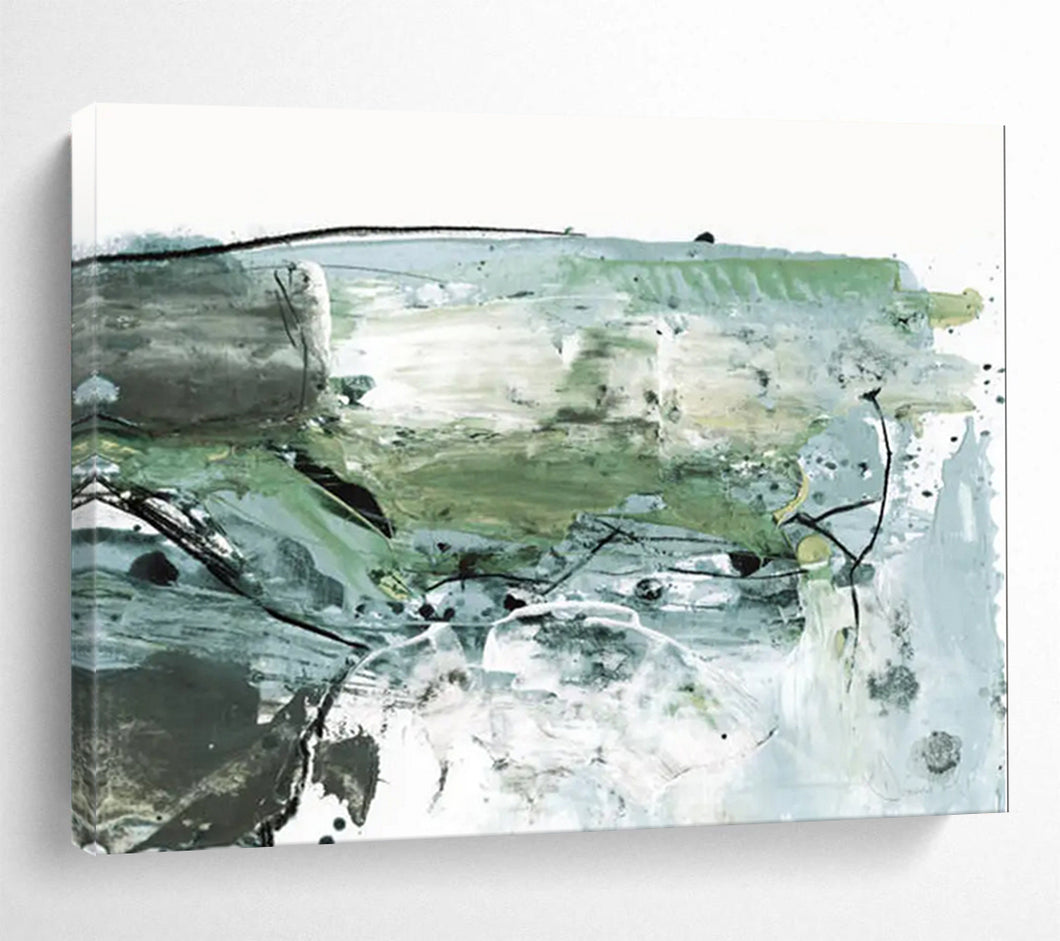 Green and Gray Abstract Fusion Abstract acrylic painting DLZ139