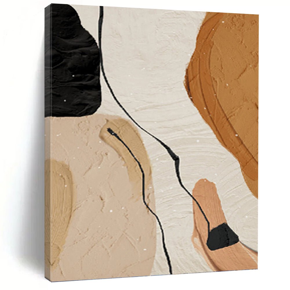 “Neutral Shapes & Black Lines” - Minimalist Abstract Art on Canvas DKH1513