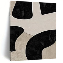 Load image into Gallery viewer, Black &amp; Beige Organic Shapes Abstract Canvas Painting, Ideal for Contemporary Studio &amp; Monochrome Dining Room LargeART1099
