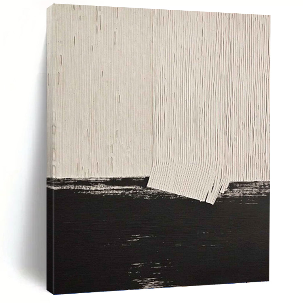 “Black & White Textured Minimalism” - Modern Abstract Art on Canvas DKH1503
