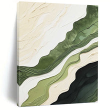 Load image into Gallery viewer, “Green &amp; Beige Textured Waves” - Nature - inspired Abstract Art on Canvas DKH1486
