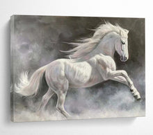 Load image into Gallery viewer, Hand - painted Majestic White Horse Acrylic Art for Equestrian - Inspired Living Spaces LargeART1744
