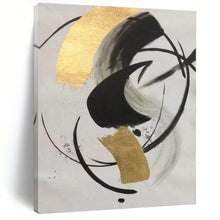 Load image into Gallery viewer, Oversized Ink - Gold Abstract Swirl Acrylic for Zen - Inspired Study LargeART0293
