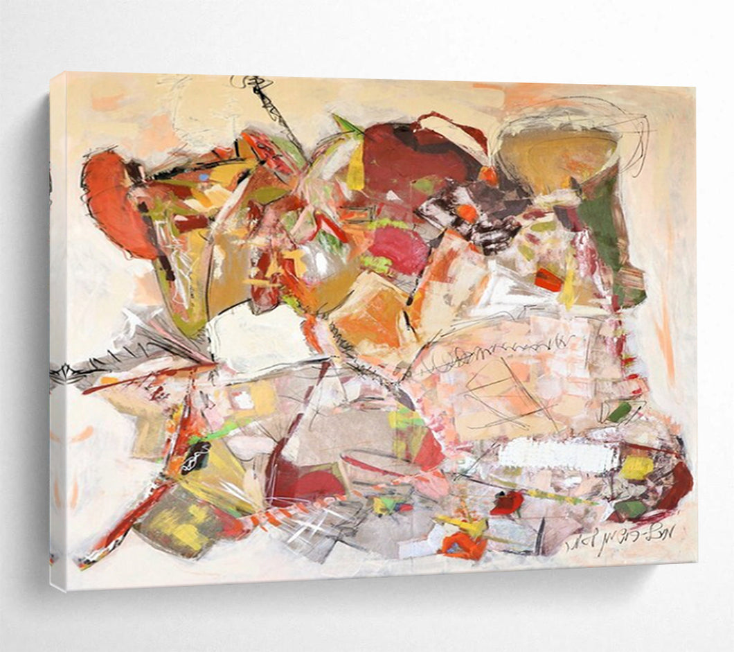 “Earth - Toned Abstract Collage” - Mixed - Media Abstract Acrylic, Ideal for Art Studio and Loft Space DLZ241