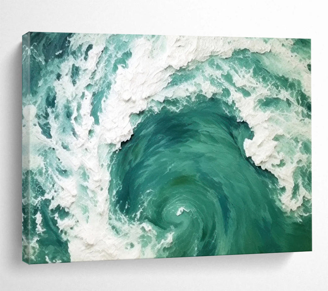 Swirling Turquoise Ocean Wave Abstract acrylic painting DLZ064