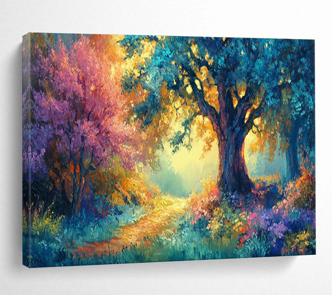 Colorful Forest Path Abstract Painting on Canvas - “Enchanted Trail” DKH697