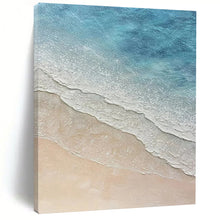 Load image into Gallery viewer, “Aerial Beach Waves” ，Soft blues and whites for ocean waves, beige for sand, in an aerial view. DTP314
