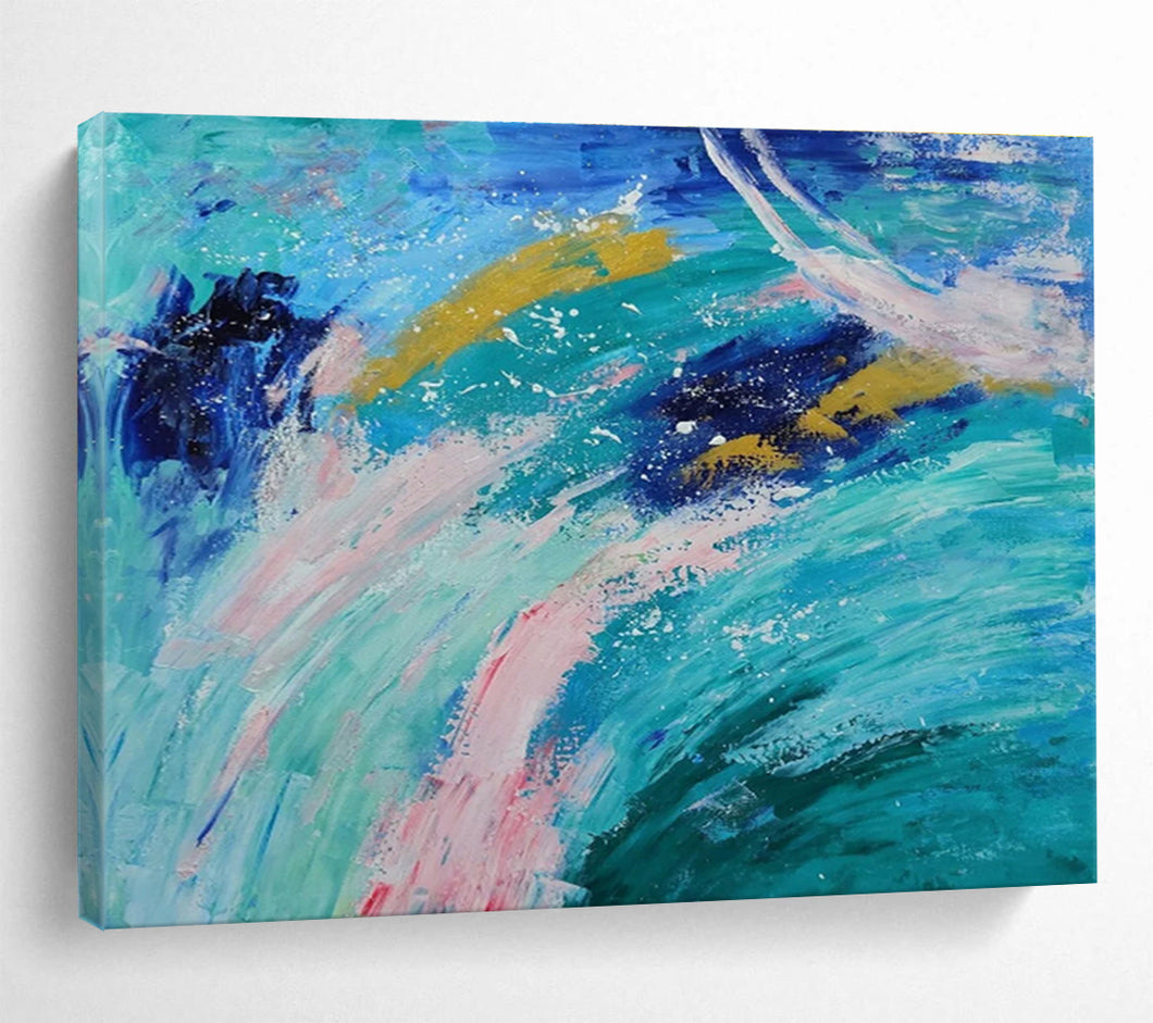 Colorful Ocean Waves Abstract Painting on Canvas - “Sea of Dreams” DKH654