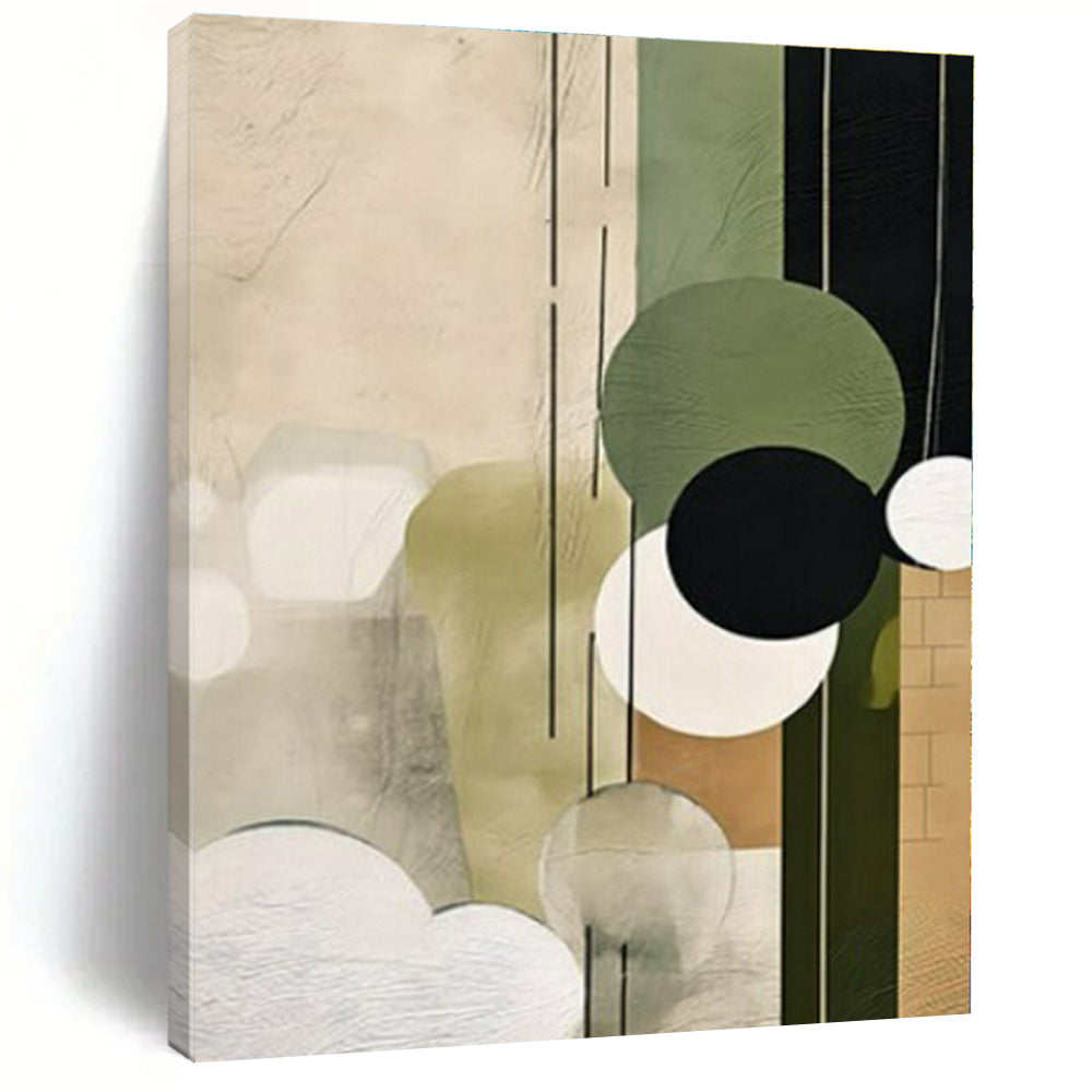 Geometric Green & Black Abstract Canvas Painting 2, Great for Contemporary Bedroom & Art - Filled Office LargeART1277