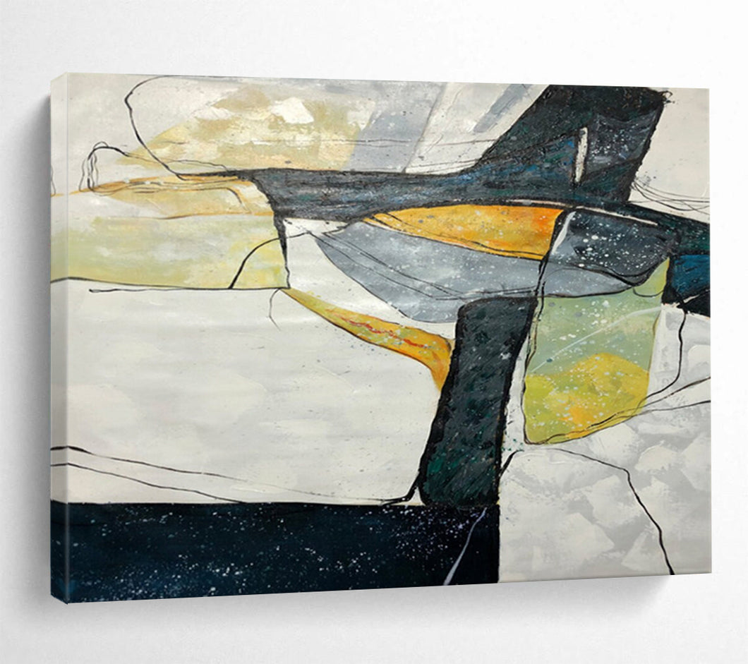 Geometric Abstract in Neutral and Colorful Tones Abstract acrylic painting DLZ038