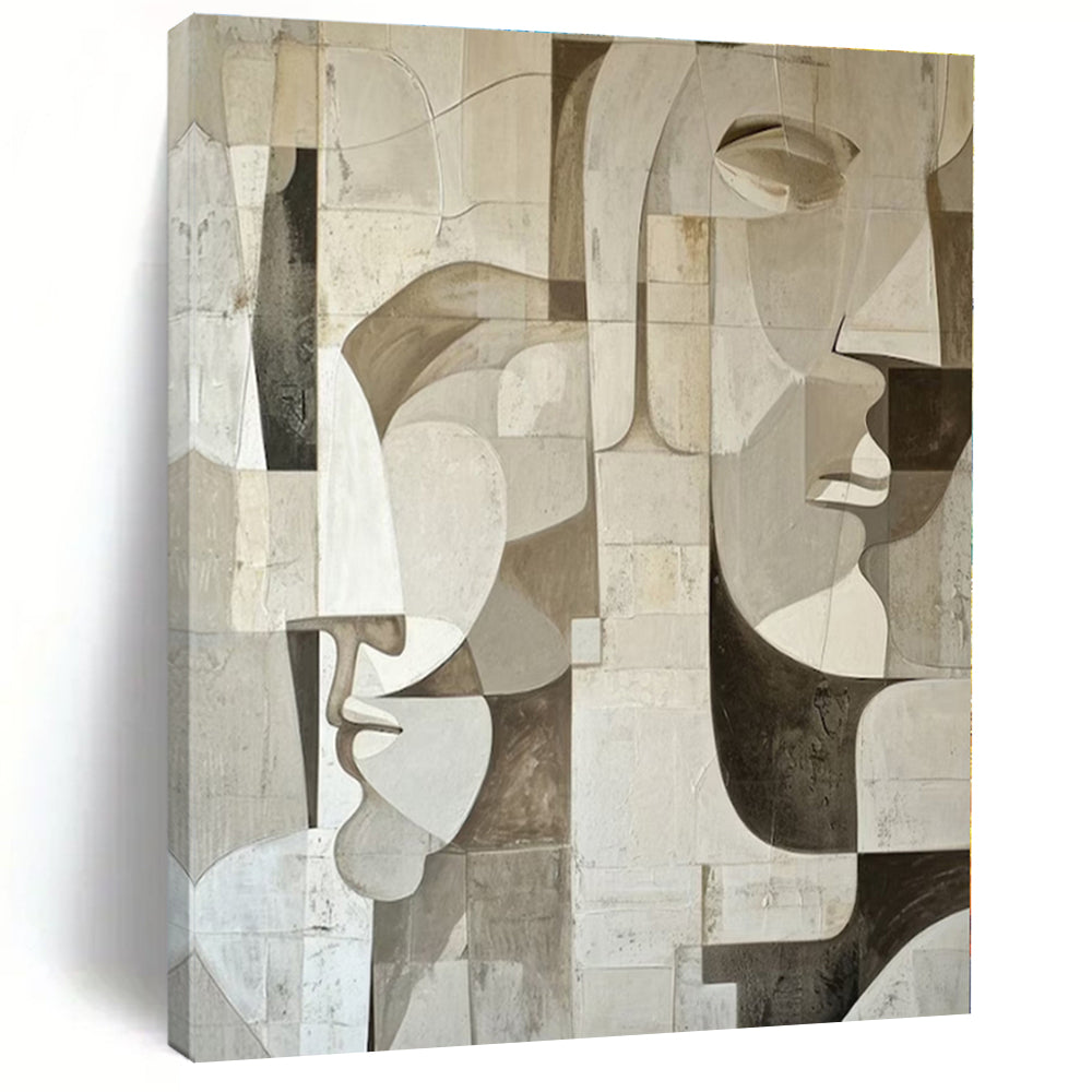 Cubist Face Abstract Painting, Perfect for Art - Lover’s Study & Modern Gallery Wall LargeART1388