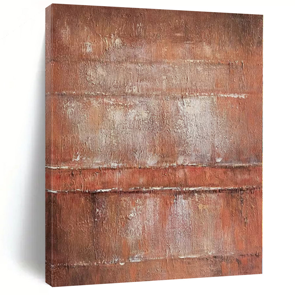 Large - Scale Hand - painted Rustic Brown Layers Acrylic Art for Industrial - Inspired Living Rooms LargeART0214