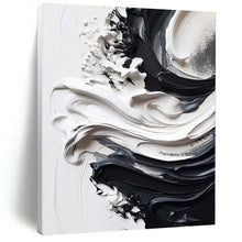 Load image into Gallery viewer, Large - Format Hand - painted Black and White Textured Swirl Acrylic Art for Minimalist - Inspired Bedrooms LargeART0241
