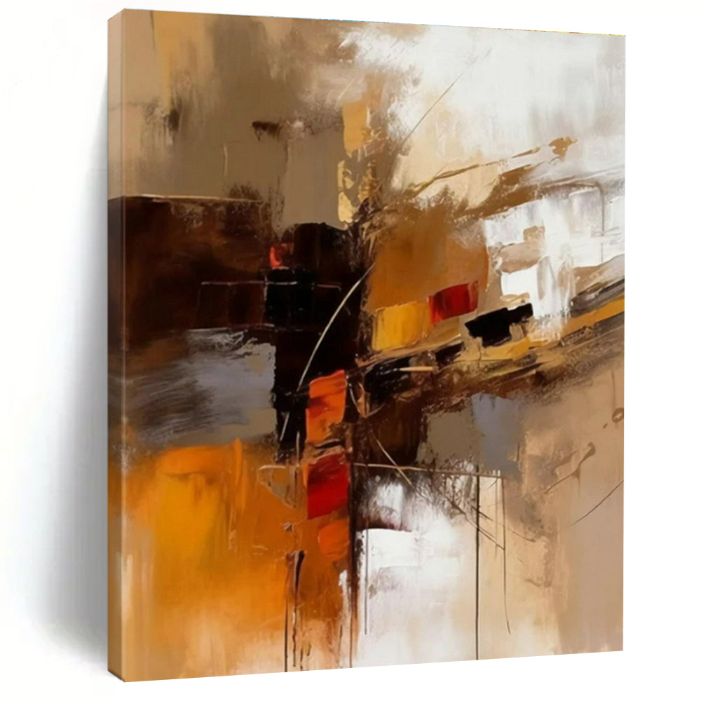 Repeated Warm Abstract Cityscape Acrylic Art - Suited for Industrial - style Apartment & Creative Coworking Space LargeART0603