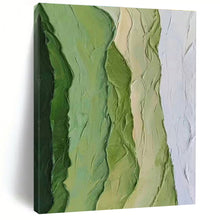 Load image into Gallery viewer, Green and White Textured Stripes Acrylic Art - Ideal for Botanical - themed Study &amp; Minimalist Living Room LargeART0634
